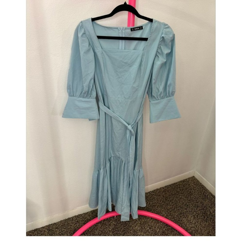 SHEIN PUFF SLEEVE MIDI DRESS-‎ SIZE M